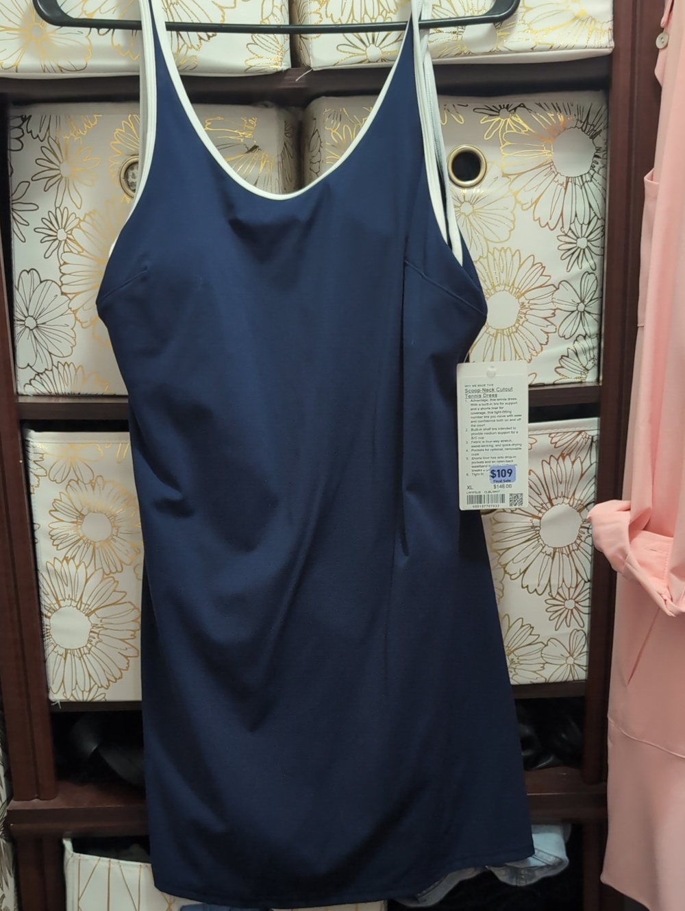 Lululemon Athleisure Scoop Neck Cutout Navy Blue Tennis Dress